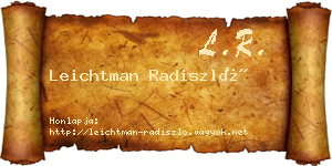 Leichtman Radiszló névjegykártya